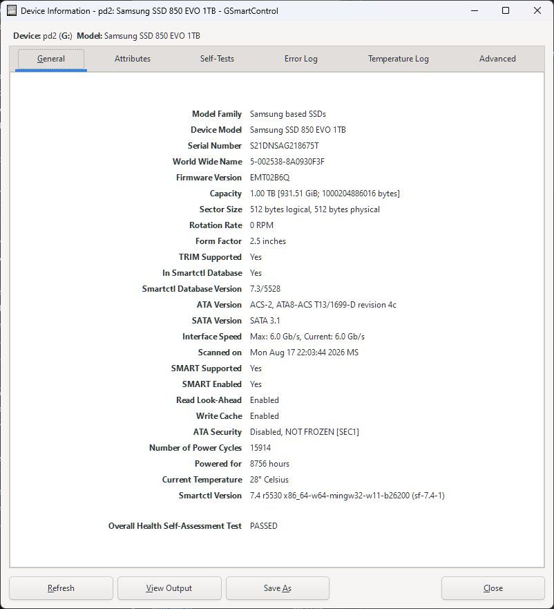Samsung Harddisks: Samsung SSD 850 EVO 1 TB – Gebraucht aus Bützberg von Koptha 2