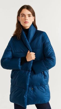 Steppjacke Mango blau warme Winterjacke Stehkragen XS/S
