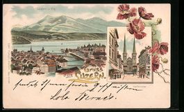 Litho Luzern, Teilansicht und Rigi, Hofk