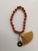 🤩MALA ARMBAND MIT I CHING & MUSCHEL & QUASTE BEIGE NEU