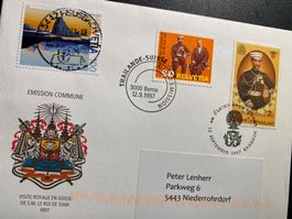 2021 + 1997 FDC Thailand - Schweiz  3 Stempel Tabs   UNIKAT