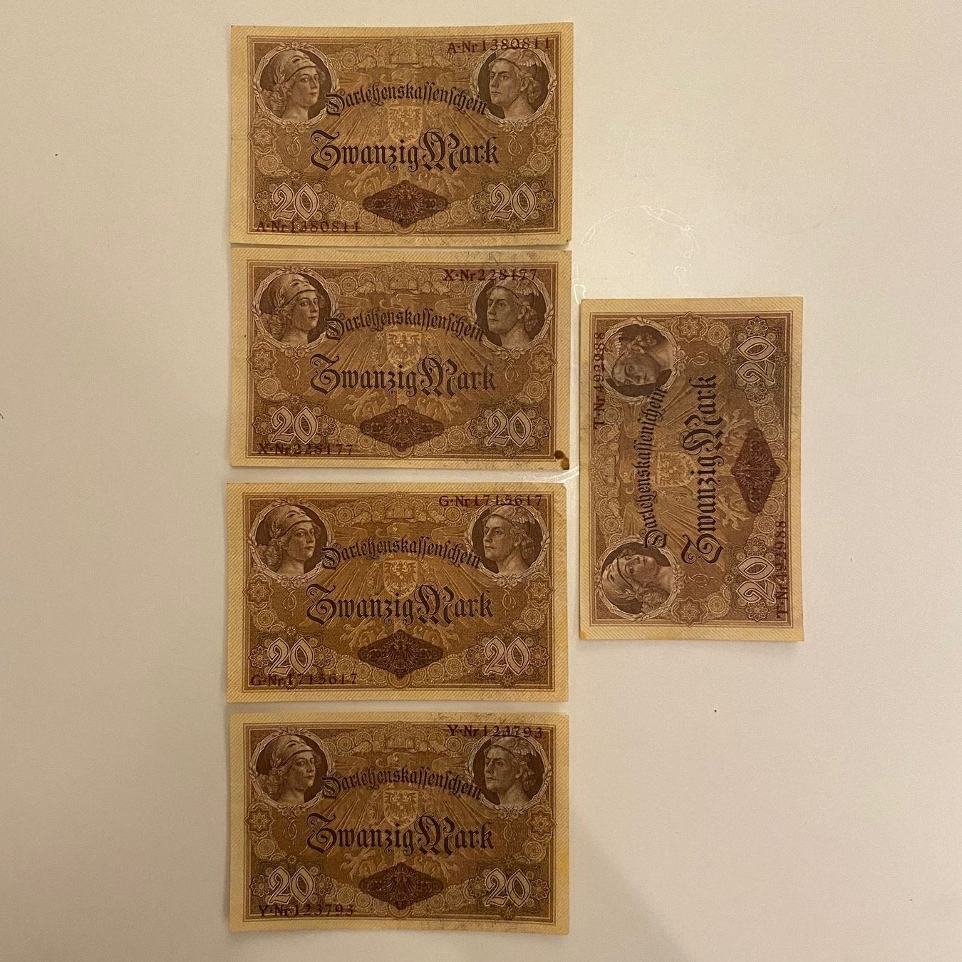 Banconote: Zwanzig Mark - Reichsbanknote - 1914 -  20 Mark - selten – Usato da Strengelbach venduto da alexandre09