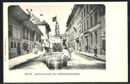 Bern, Amtshausgasse mit Brügglerbrunnen