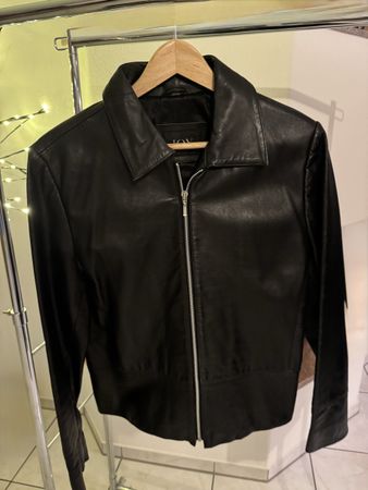 Echt-Leder-Vintage Jacke mit Reißverschluss