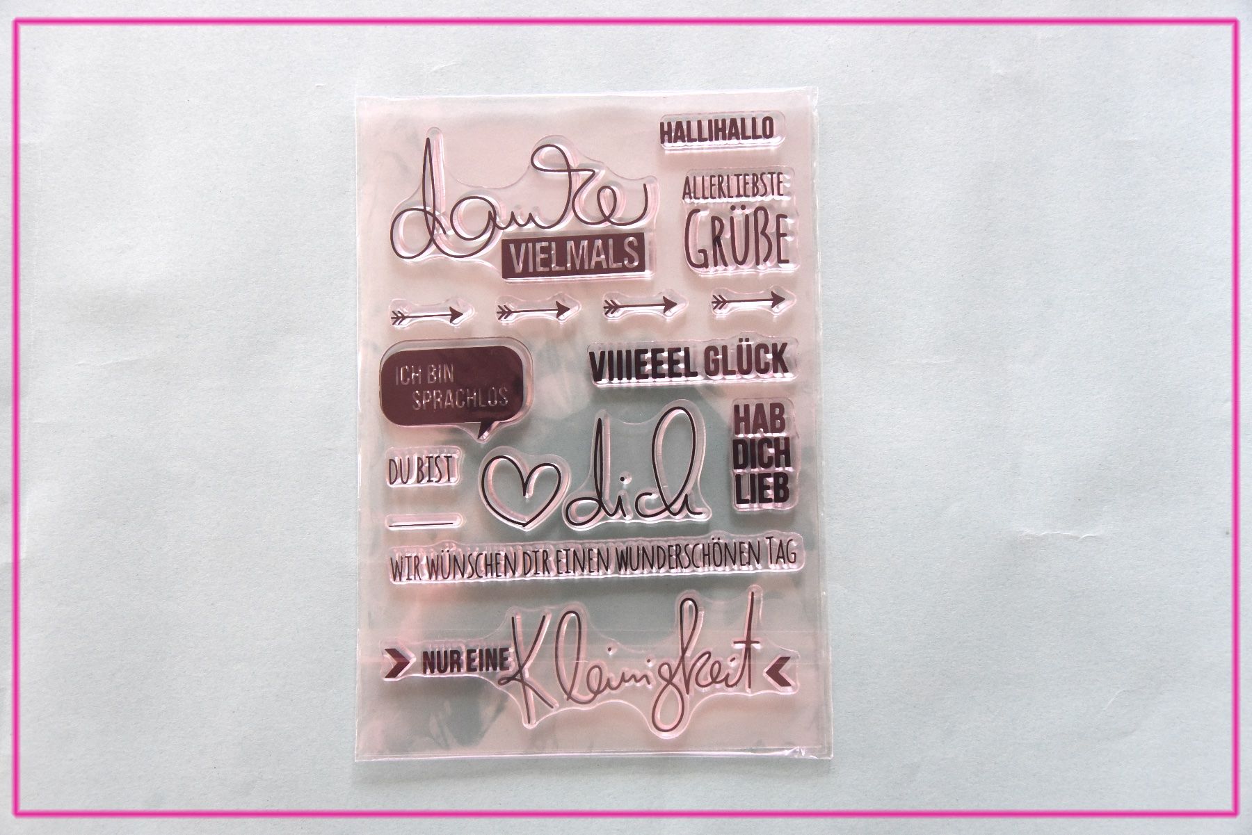Stempel: Texte Danke, Hallo, Liebe, Grüsse, usw.  - Silikonstempel – Neu und originalverpackt aus Frenkendorf von jazzplatten