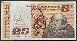 Seltene Irland 5 Pfund Note - Antik Geldschein Sammlerstück