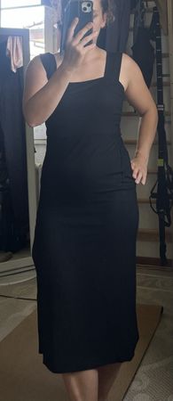 Elegantes schwarzes Midikleid mit Seitenschlitz Gr. S NEU