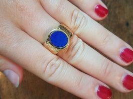 Designer Gelbgoldring 750, Lapislazuli