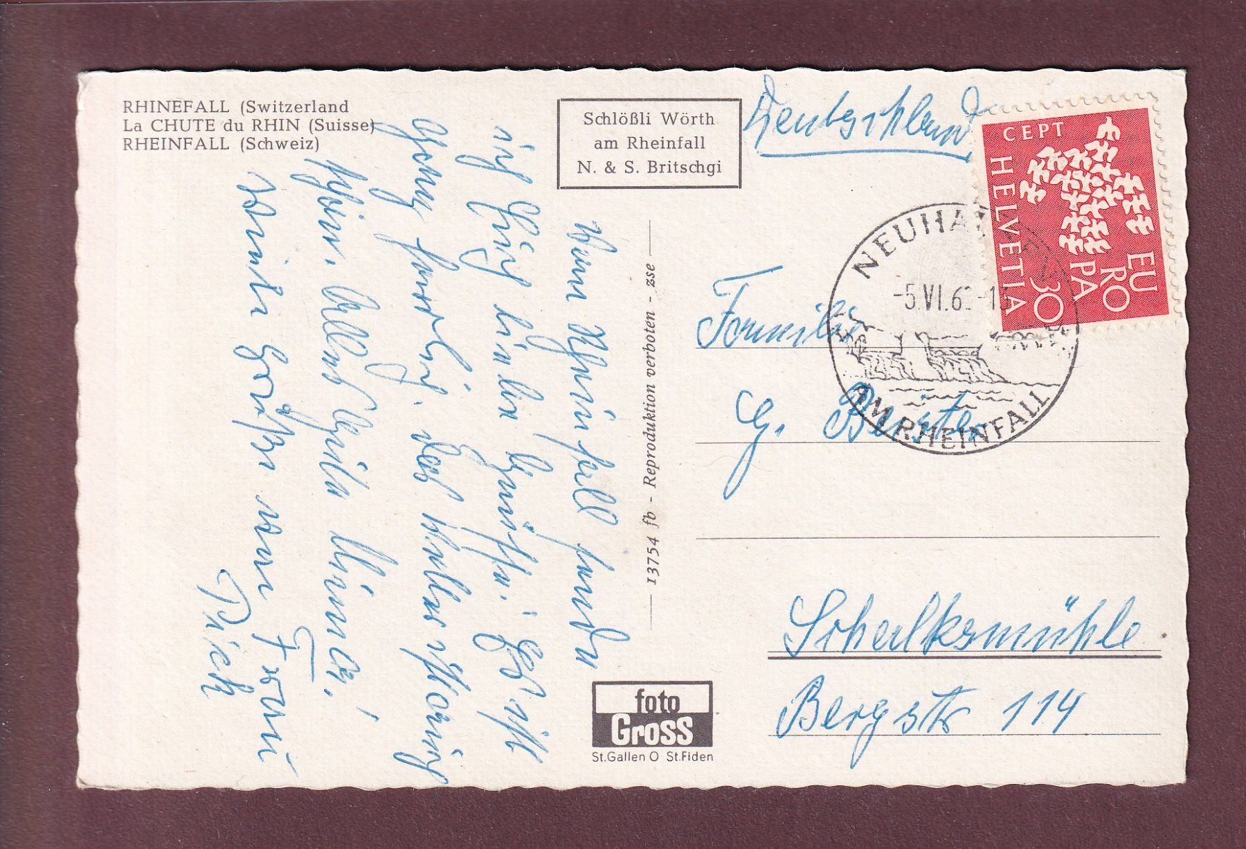 Cartes postales: RHEINFALL - 1963 – D'occasion à Pully par nicecards 1