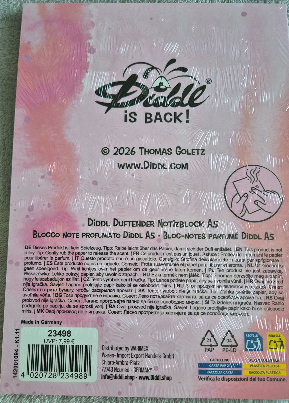 Blocchi: Diddl Block mit Aloe-Vera-Duft A5 OVP – Nuovo e nell'imballaggio originale da Urtenen-Schönbühl venduto da Blume.9294 1