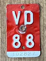 VD 88 - VELONUMMER - FAHRRADSCHILD VD 88 - PLAQUE DE VELO