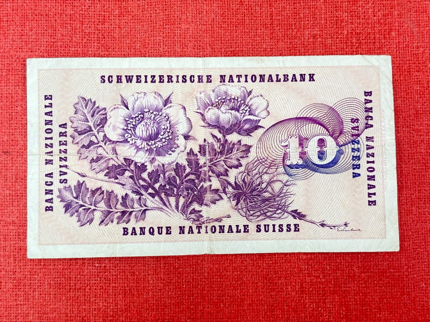 Banconote: 10 Franken Banknote 1973 gebraucht. – Usato da Ormalingen venduto da digital09 1
