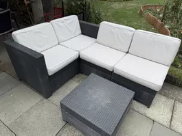 Gartenlounge Rattan Optik schwarz mit Tisch gebraucht