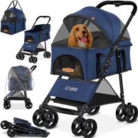 Hundewagen 2in1 faltbar bis 20Kg blau