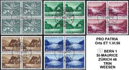 PRO PATRIA Viererblock Orts ET 1.VI.56 mit pass. Marken
