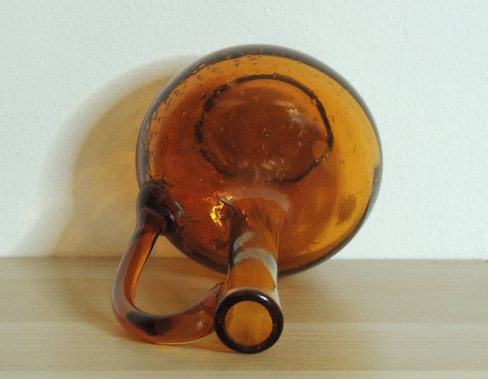 Vase La Rochère en verre soufflé orange et bleu. Signé (Gebraucht) in