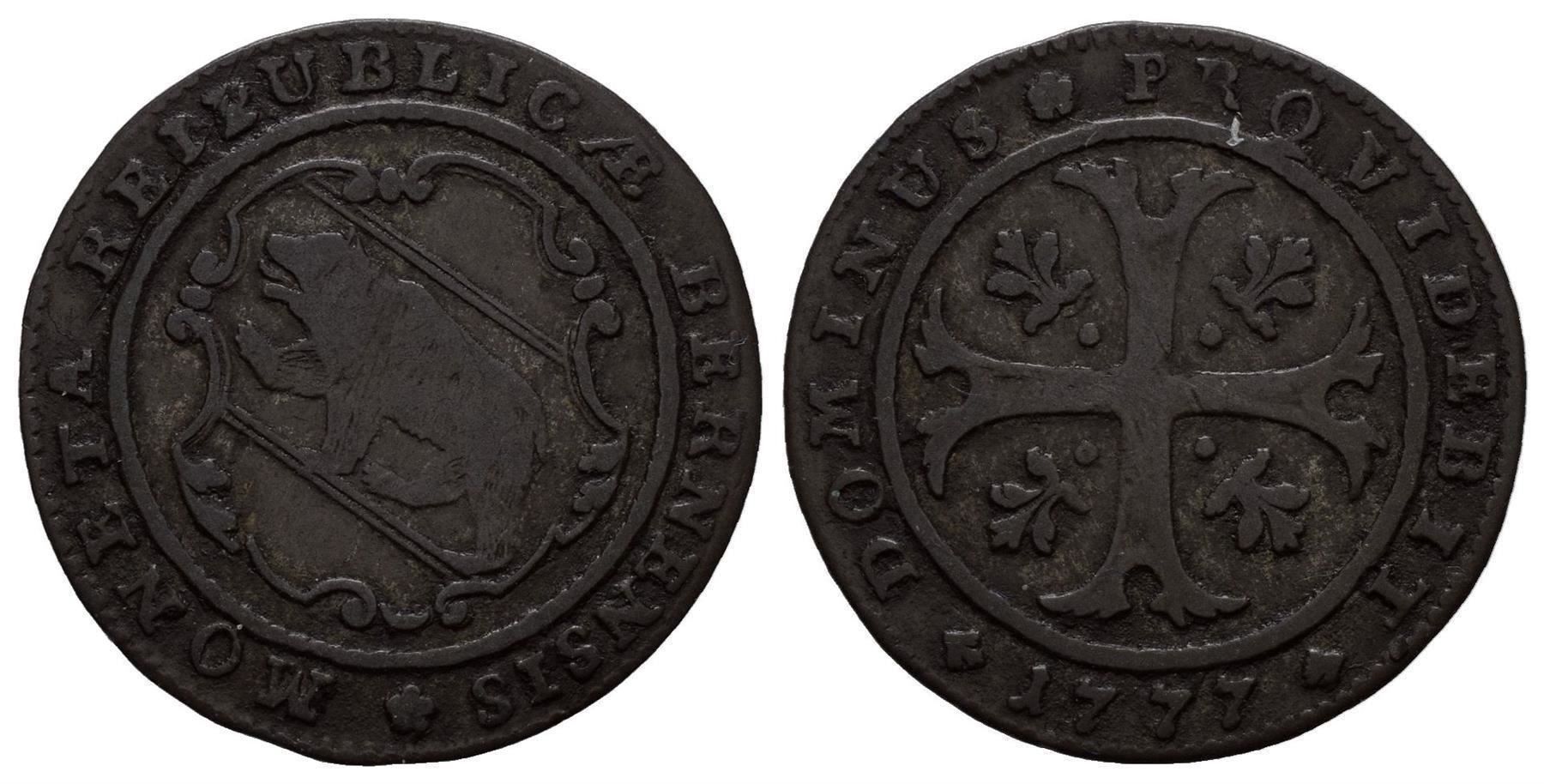 Alle Münzen: Bern  Halbbatzen 1777   /2148/ – Gebraucht aus Trimbach von Solothurn1