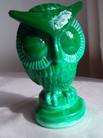 Wunderschöne Malachit Glas Eule Tschechien