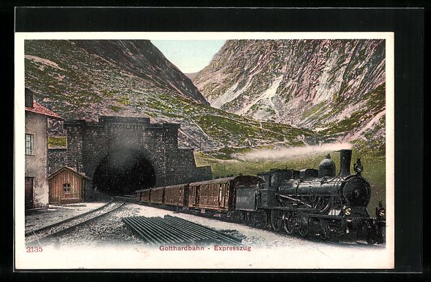 Cartes postales: Gotthardbahn-Expresszug aus einen Tunnel – D'occasion à Berlin par bartko-reher