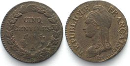 France DIRECTOIRE 5 Centimes AN 5 (1796-97) A