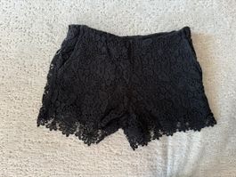 Zara Basic Shorts, schwarz, Spitze, Gr. S, Sommer!