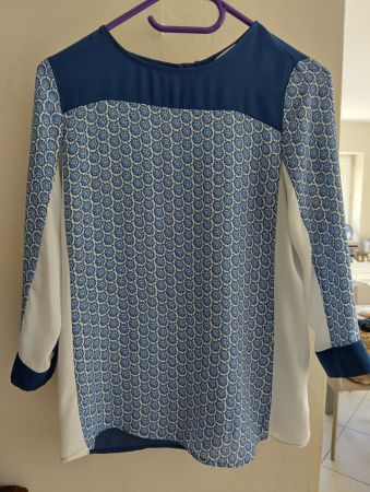 Blouse esprit en soie XS/34 avec fermeture éclair au dos