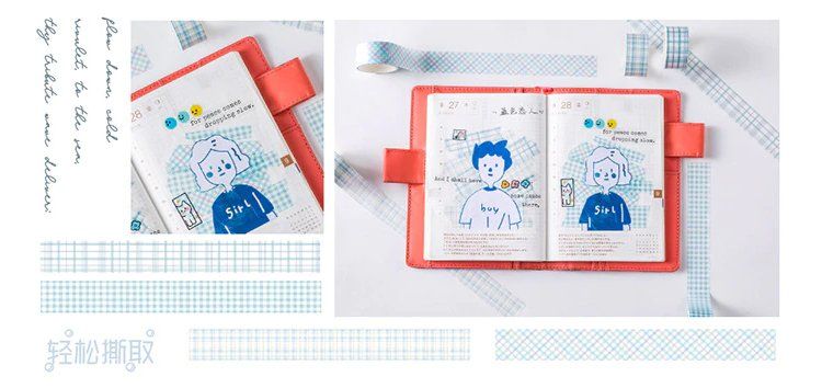 Sticker: Washi Tape 4er Set blau kariert – Nuovo e nell'imballaggio originale da Löhningen venduto da Fourbi18 1