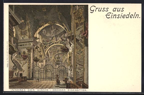 Cartoline postali: Einsiedeln, Inneres der Kirche mit gross – Usato da Berlin venduto da bartko-reher