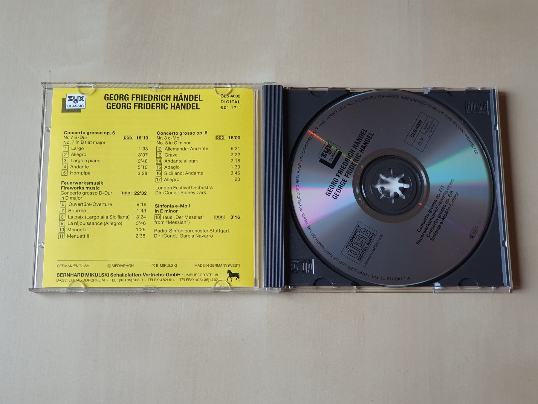 CDs: Händel Feuerwerksmusik – Gebraucht aus Stansstad von collectorsshop 2