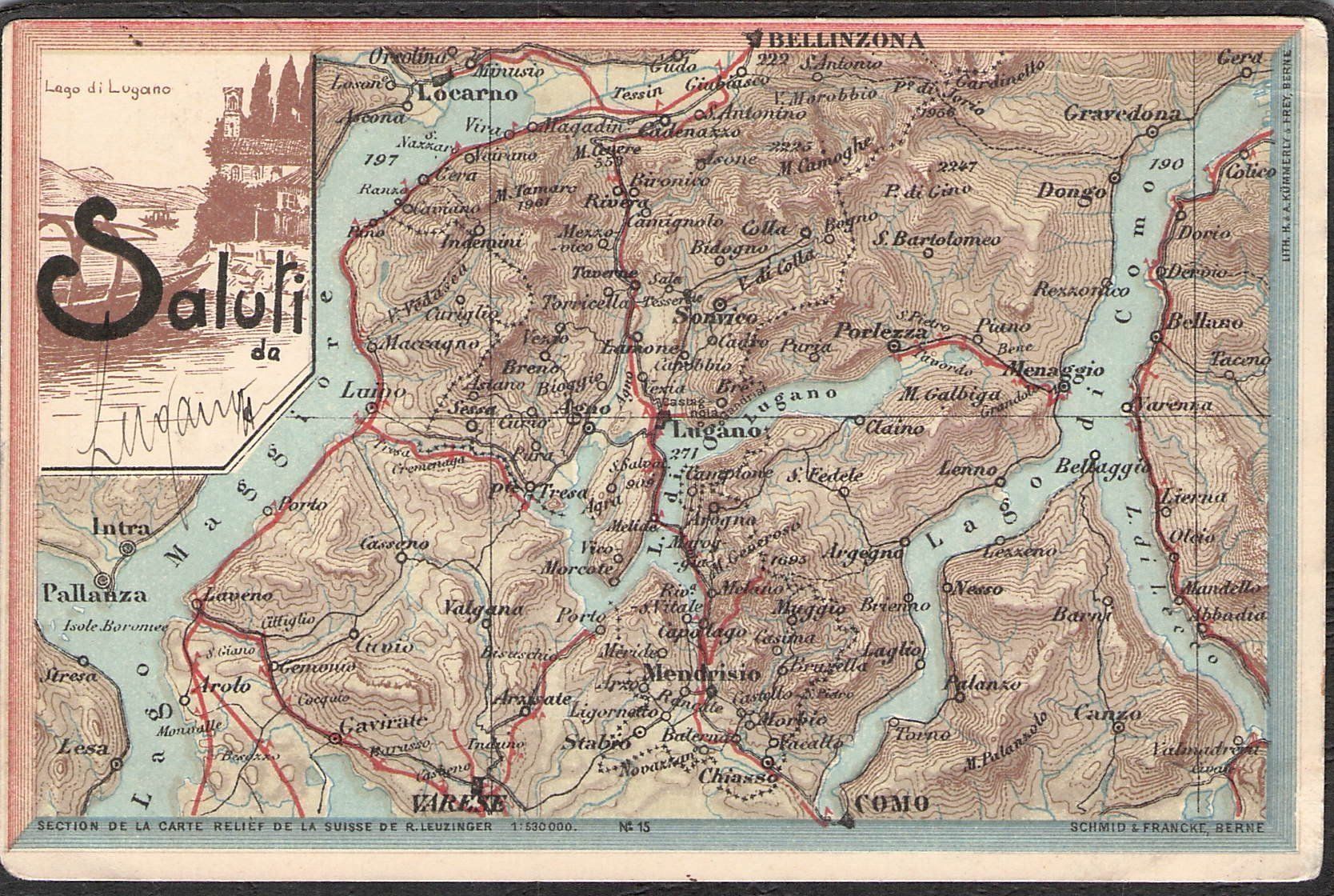 Ansichtskarten: ^Saluti da Lugano 1900 – Gebraucht aus Reichenburg von Pipo-67