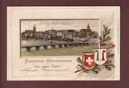 BASEL - Alte Rheinbrücke - Neujahr - 1901 Präge