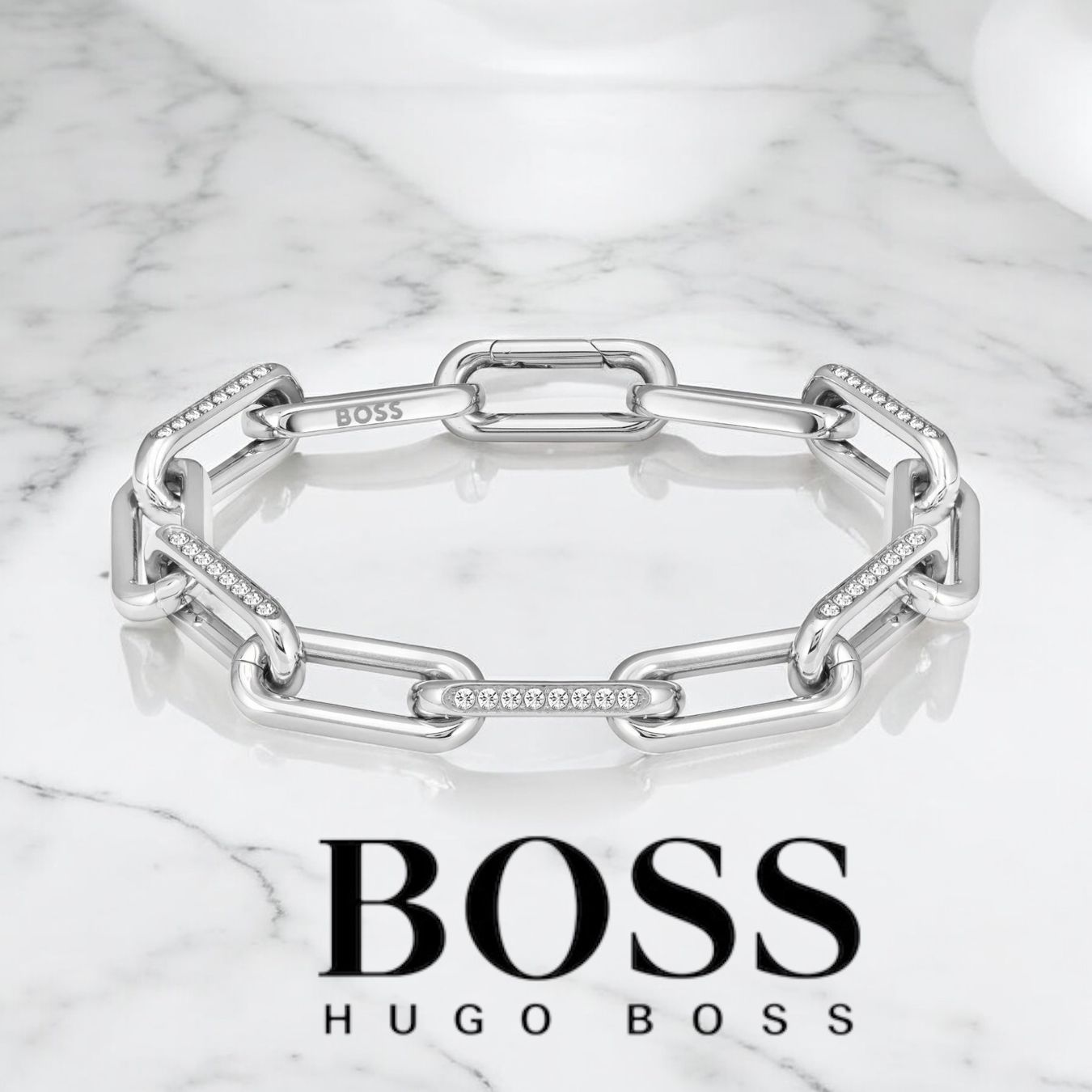 HUGO BOSS HALIA ARMBAND SILBER MIT BOX UND VERPACKUNG TRAUM (Neu und ...