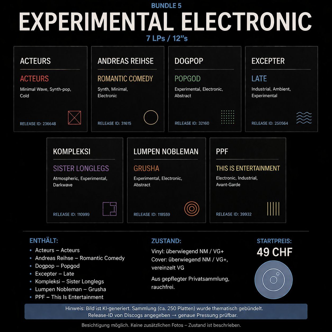 Dischi in vinile: Experimental Electronic Vinyl Bundle – Usato da Zürich venduto da DonDDR