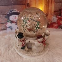 ÄLTERE MUSIKSCHNEEKUGEL SCHNEEMÄNNER AUF DREHSCHEIBE