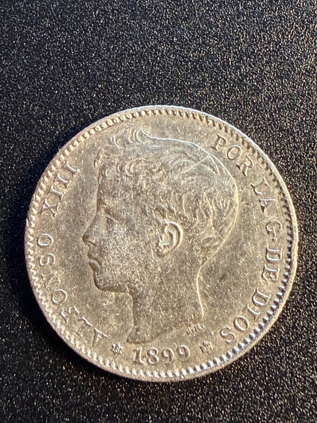 Tutti le monete: 1 Pesetas 1899 Spanien - Silber 835/1000 – Usato da Gams venduto da Rhi-Taler