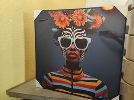 Bild Frau mit Blumen und Brille neu