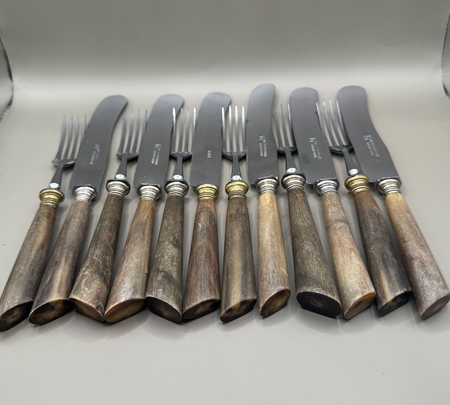Set di posate: Antikes Hornbesteck 12tlg Messerfabrik Solothurn – Usato da Rorschach venduto da aoteaora 5