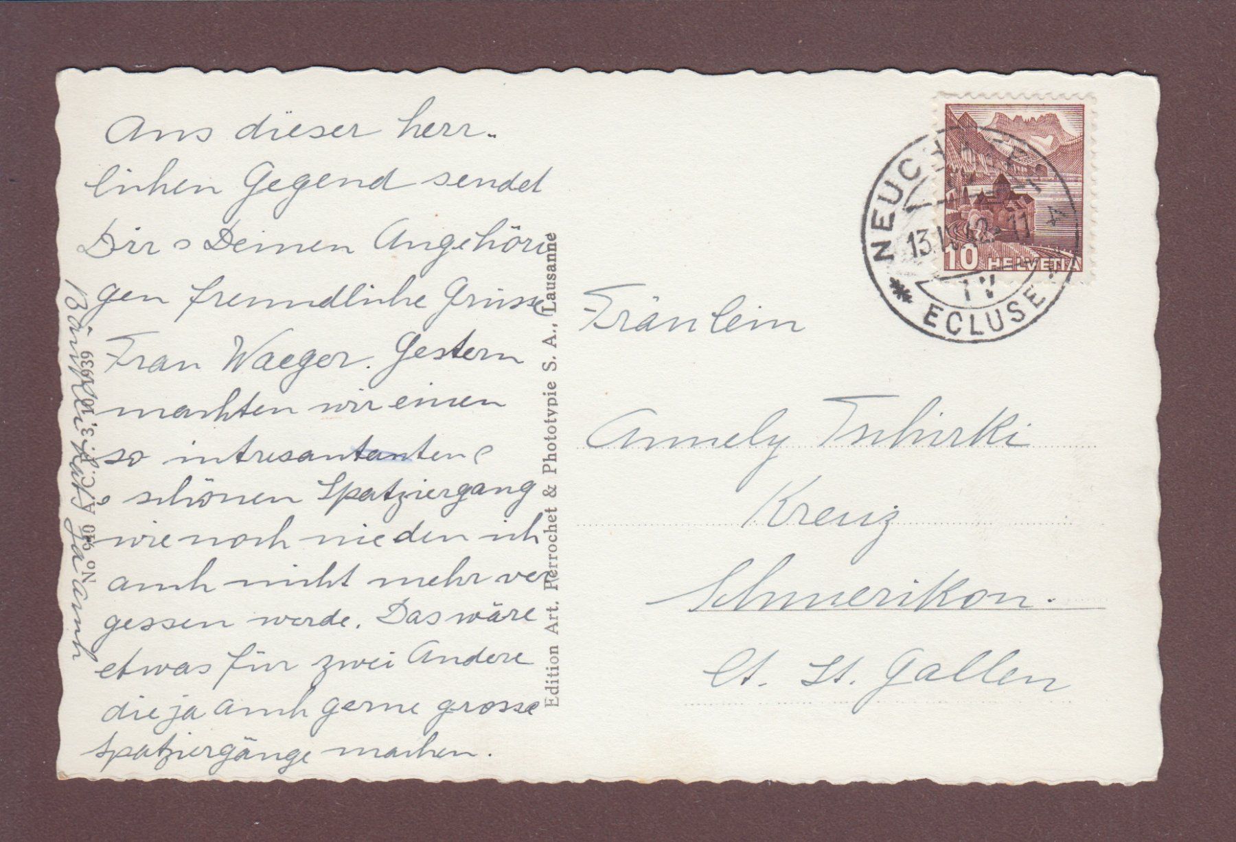 Cartoline postali: NEUCHÂTEL - Collégiale de nuit - 1942 – Usato da Pully venduto da nicecards 1