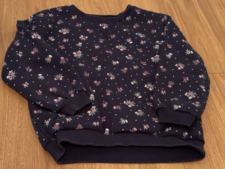 Pullover Blumenmuster dunkelblau Grösse 110