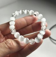 Bracelet en sélénite +quartz fantôme blanc 7.5mm