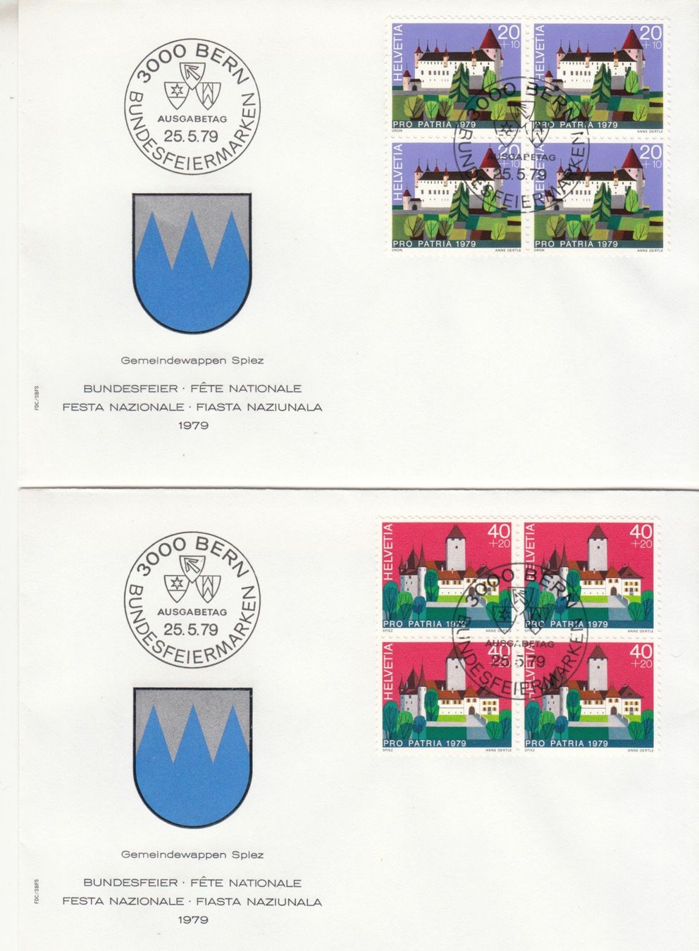 Tutti i francobolli: SBK B182 - B185 im 4er-Block FDC – Usato da Bürglen TG venduto da StampGraf 1