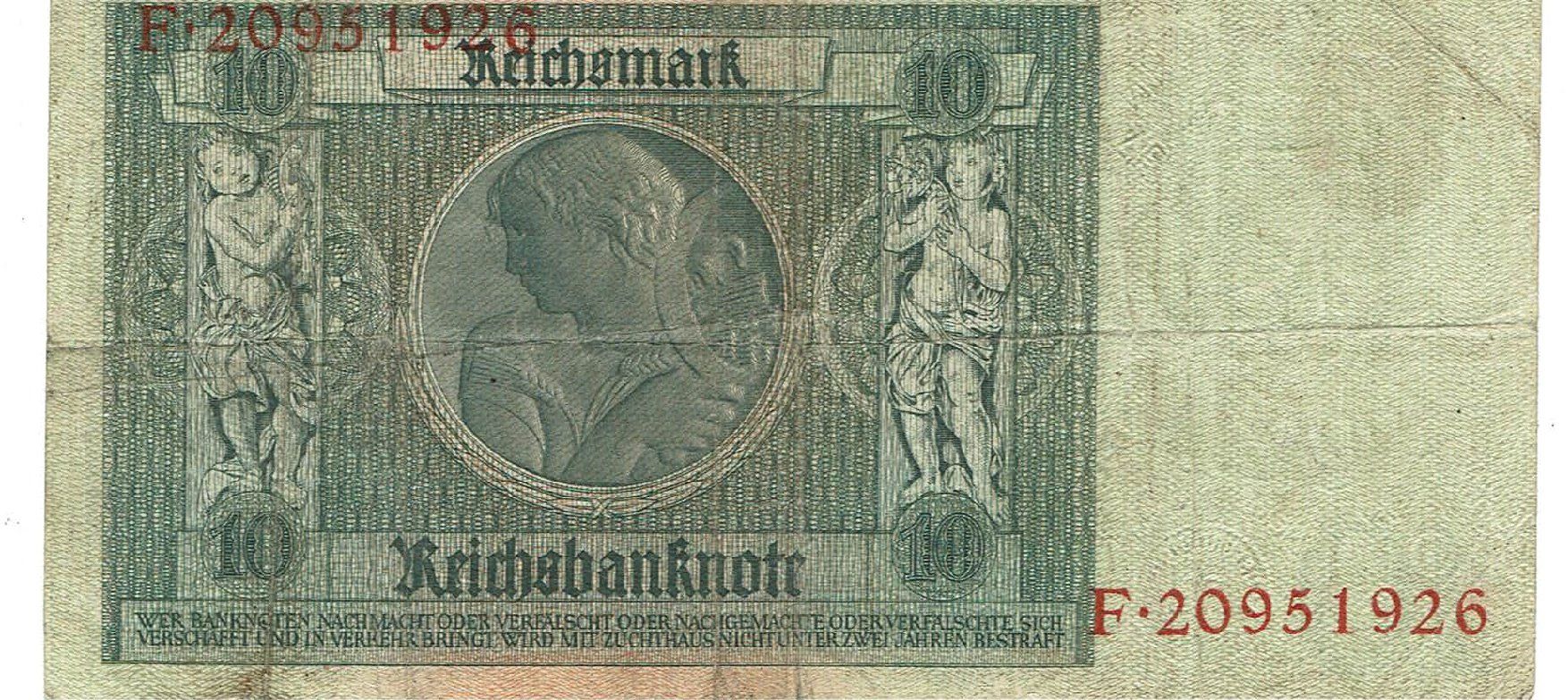 Banconote: Berlin 10 Mark 22.01.1929 SS Serie F – Usato da Steffisburg venduto da ber_8htf 1