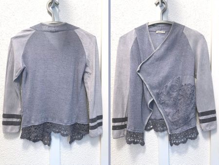 'Dream' | Cardigan | S | mit floraler Stickerei Ton-in-Ton