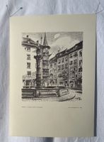 Original Lithographie von J. Nohl - Vierröhriger Brunnen...