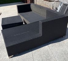Gartenlounge Poly Rattan schwarz guter Zustand