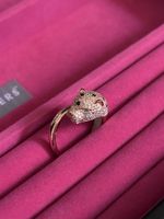 Ring Panther Head Rose Gold Bathed Silver and Zirconia