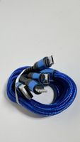 Neuwertiges 3 in 1 Ladekabel - Blau - USB, Micro-USB, usw