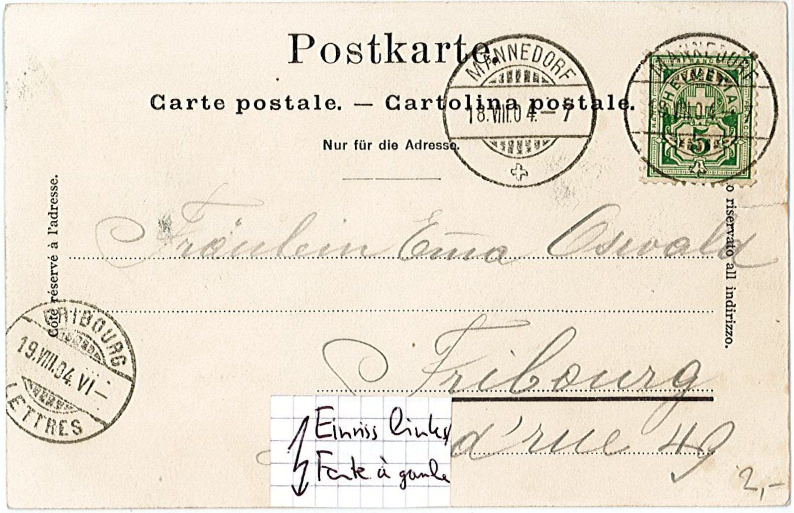 Cartoline postali: ZH 140 Männedorf Boot 1904 – Difettoso da Fribourg venduto da philafri 1