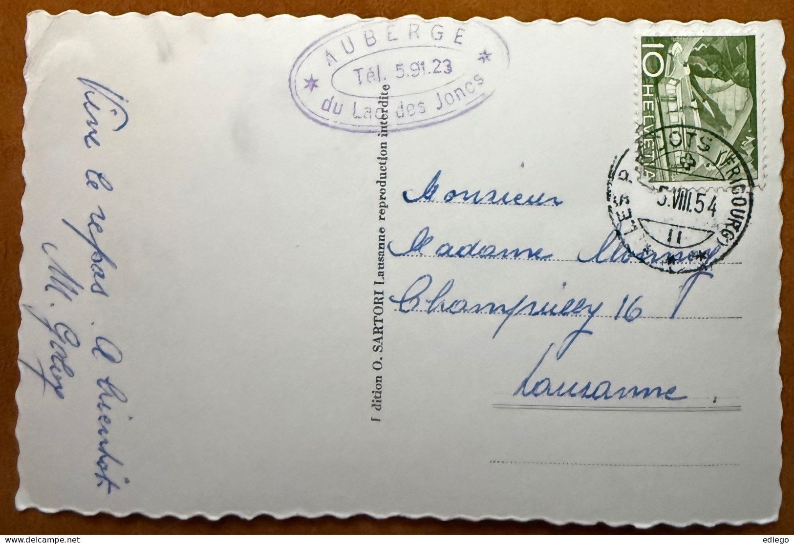 Cartoline postali: Châtel St. Denis - Les Paccots - Enfants barque sur le lac – Usato da Lutry venduto da Ediego 1