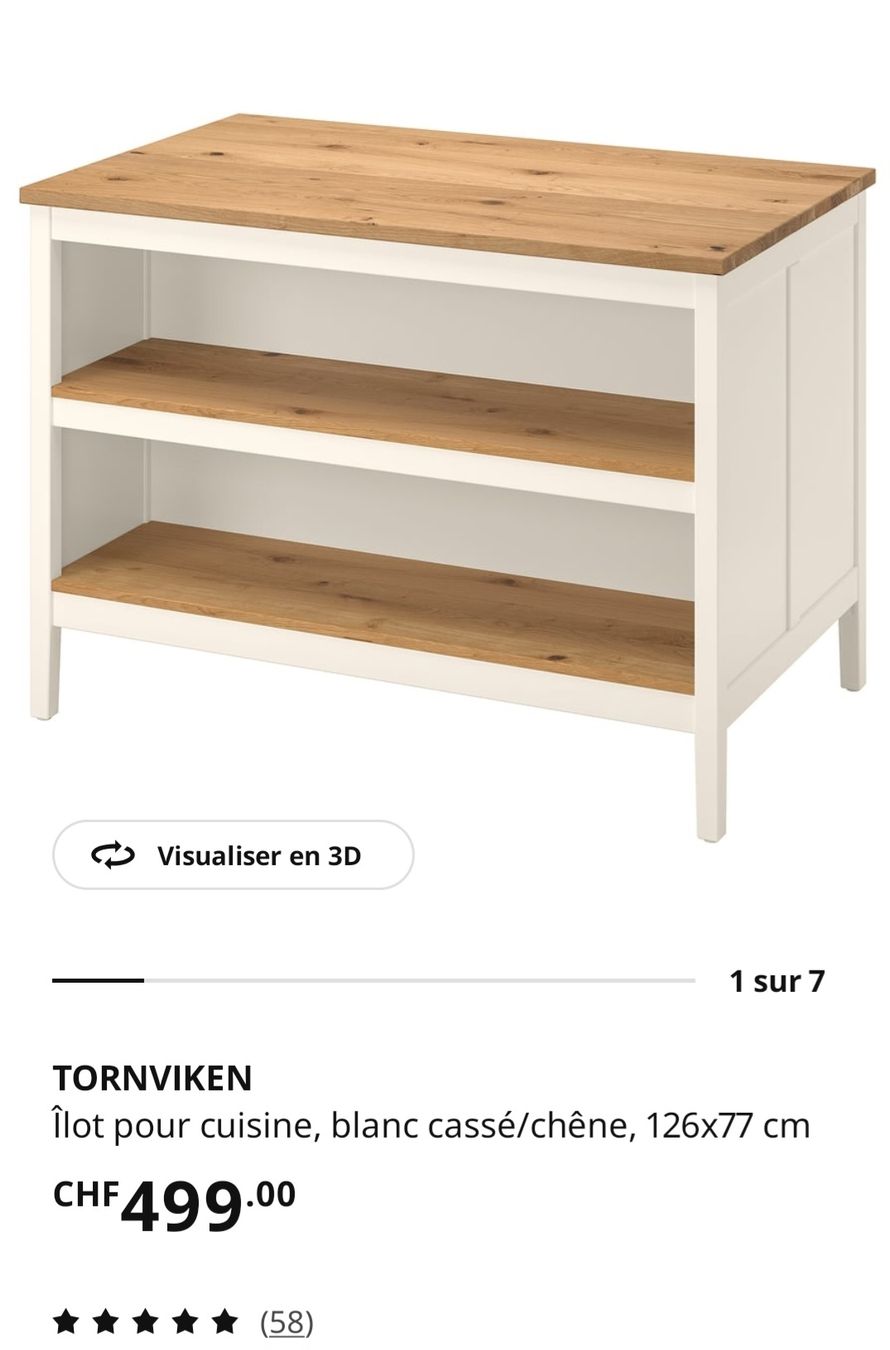 Ikea Cuisines complètes: TORNVIKEN Ikea Kücheninsel Eiche/Weiss 126x77cm – D'occasion à Düdingen par anemone27 4